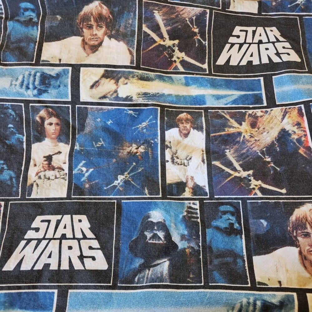 Original Star Wars Collage Twin Flat Sheet Fabric 62 X‎ 93 2.58 Yards Blue 2012